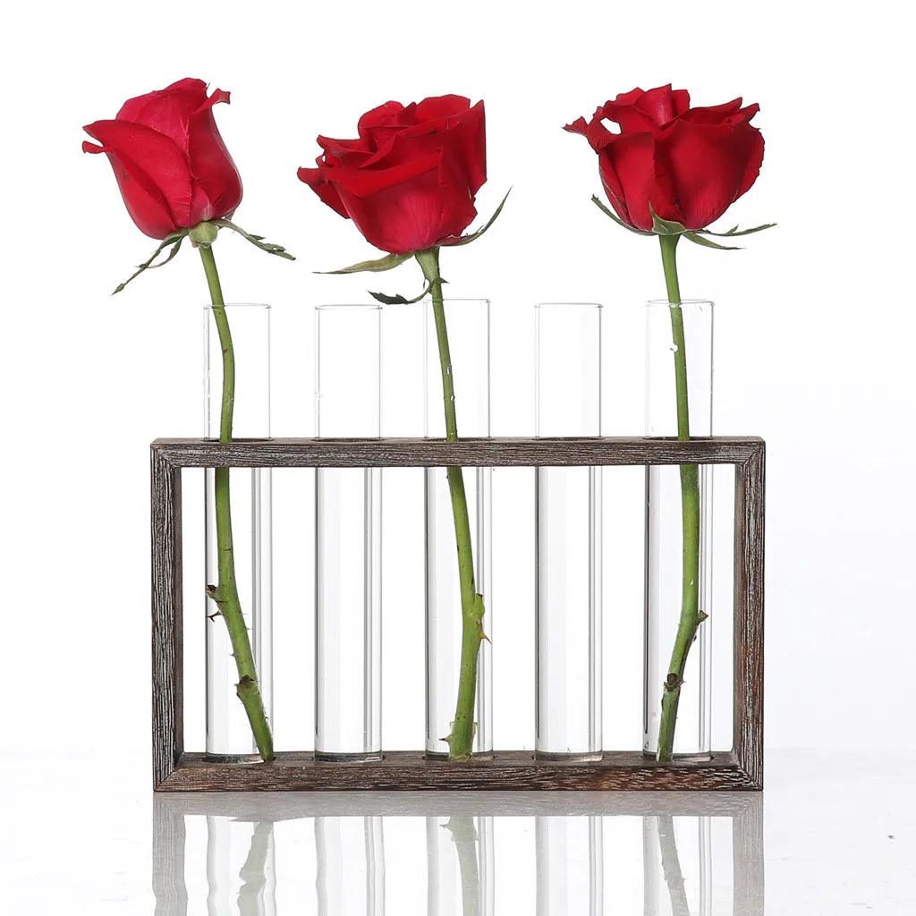 Креативный гидропонный завод прозрачная ваза деревянная рамка Кофейня декор комнаты деревянная форма поднос декоративная Цветочная ваза DIY