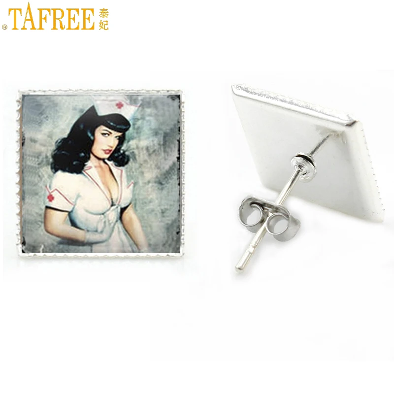 Винтажные серьги гвоздики TAFREE медсестры модные подвески булавка девушка
