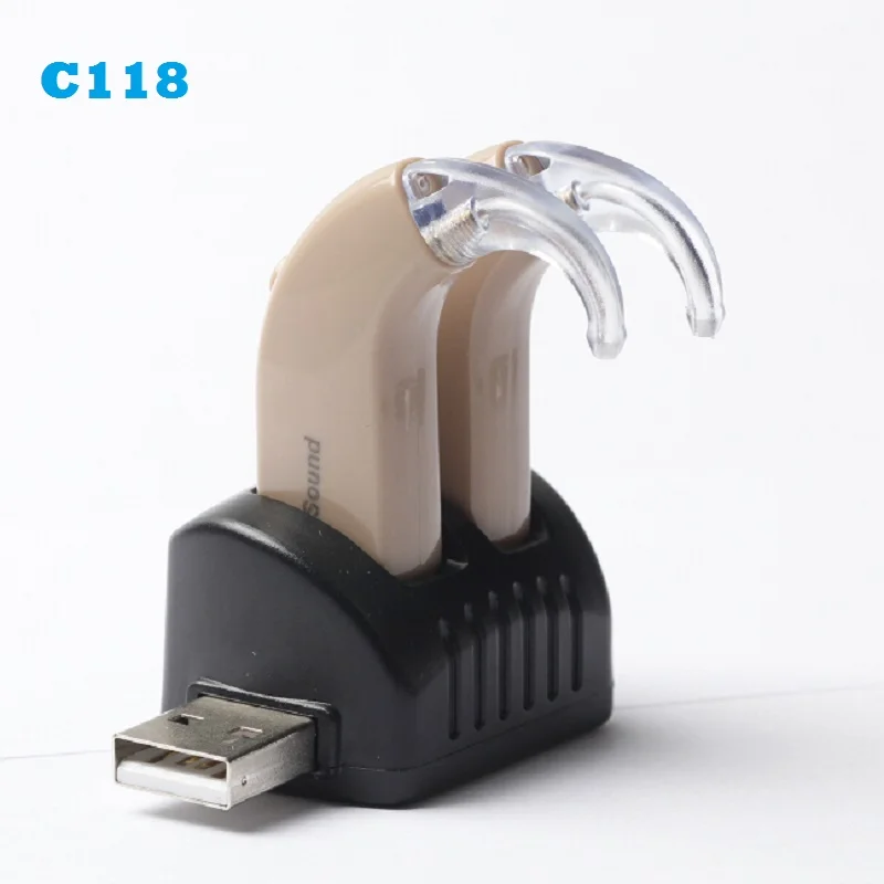 Acosound 1 짝 저렴한 USB 충전식 보청기 사운드 앰프 노인 휴대용 BTE 청각 보청기 귀 관리 도구