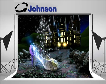 

wall photo backdrop Vinyl cloth High quality Computer print Night Sky Cinderella Crystal Shoes Cottage Magic background