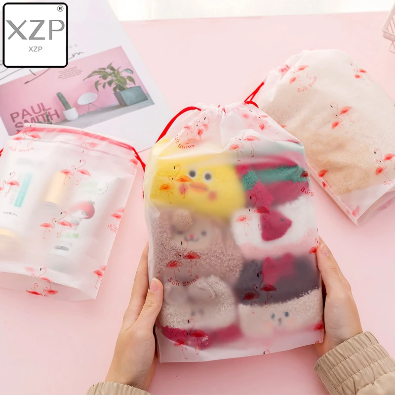 XZP Flamingo Transparent Cosmetic Bag Travel Makeup Case Women Make Up Bath Organizer Storage Pouch Toiletry Wash Beauty Kit