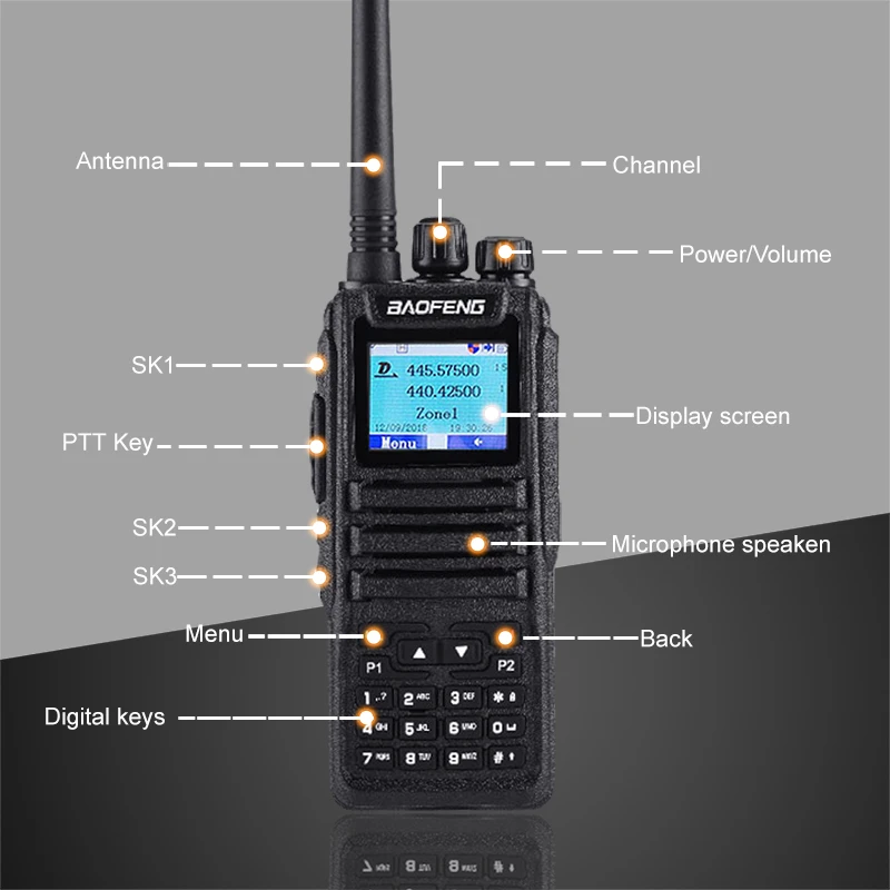 Baofeng цифровой DM 1701 иди и болтай Walkie Talkie “иди уровня 2 Dual Time Slot Band двухстороннее