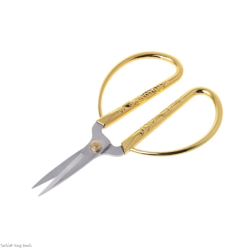 Carved Gold Tone Dragon Metal Handle Bonsai Scissors Stainless Steel Bonsai Scissor Hand Tool Cutting Tools For Kitchen Home
