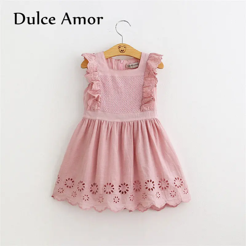 

Dulce Amor Summer Girls Dress Sleeveless Hollow Out Lace Dress Sundress Baby Girl Clothes Kids Dresses For Girls Princess Dress