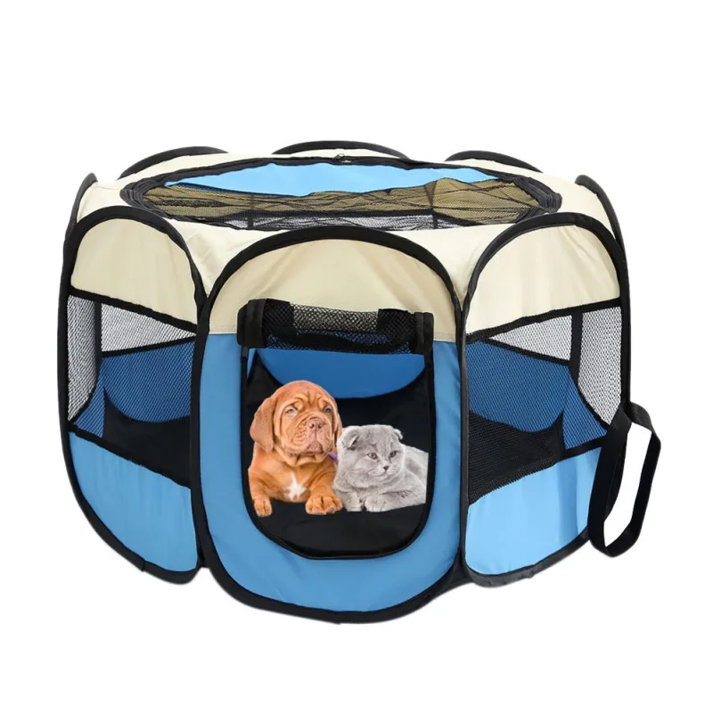 

2019 New Portable Folding Pet tent House Cage Dog Cat Tent Playpen Puppy Kennel Easy Operation Octagonal Fence outdoor supplies