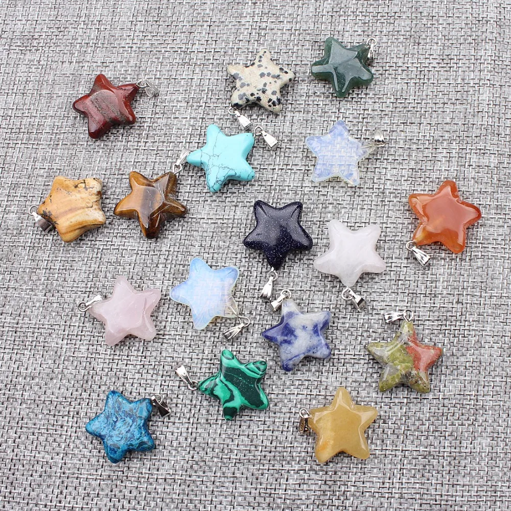 

5PCS/Lot Mixed Star Shaped Jewelry Accessories Natural Stone Point Charms Pendants Jewelry Findings Fit DIY Making Crafts
