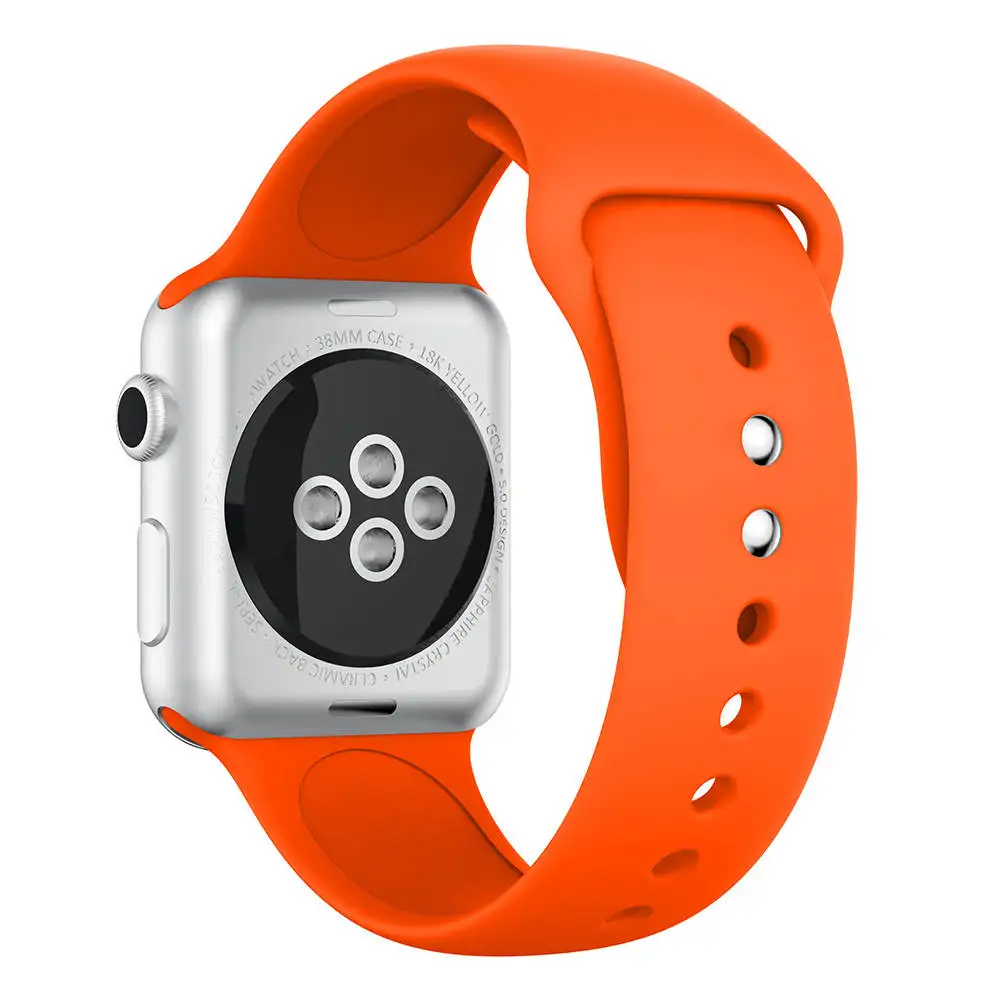 Мягкий силиконовый замена спортивный ремешок для наручных часов для Apple watch серии 1/2/3/5, 42 мм, 38 мм, браслет на запястье, ремешок для наручных часов iWatch, 4 40 мм 44 мм - Цвет ремешка: orange