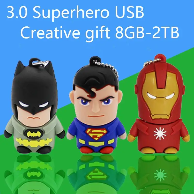 Дешевый Flash USB Флэш Накопитель 3.0 Супермен Pen Drive 32 ГБ 16 ГБ Pendrive бэтмен Memoria USB Stick 128 ГБ Memory Stick Карты 1 ТБ 2 ТБ Подарок