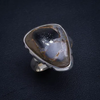 

Natural Septarian Geode Handmade Unique 925 Sterling Silver Ring 7.5 B1276