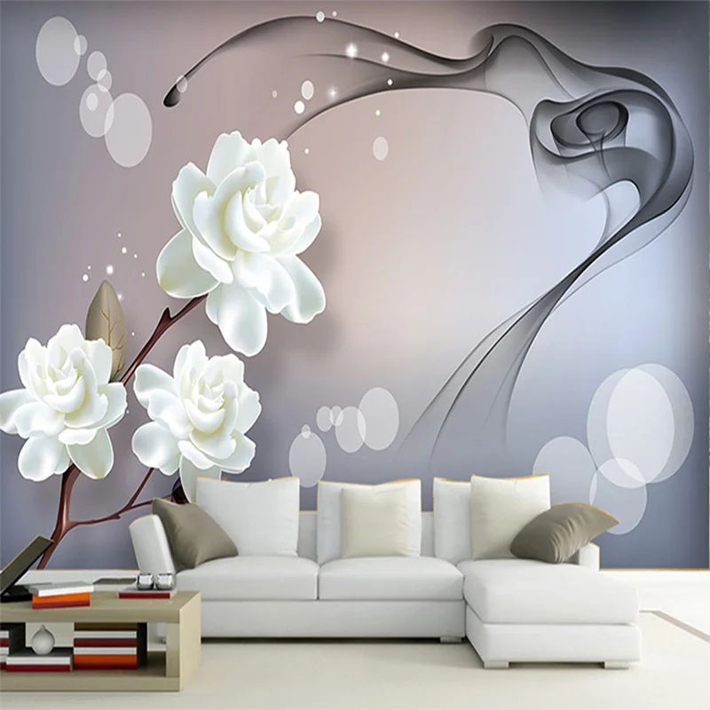 Téléchargement gratuit Images Moderne Abstrait Art 3d Papier Peint Blanc Fleurs Fumee Fantaisie dernière par