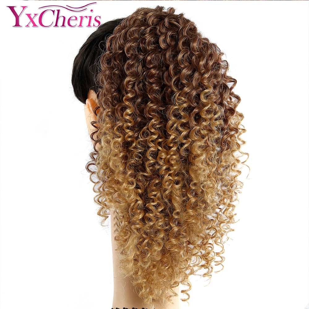 Drawstring Puff Kinky Curly Ponytail Short Wrap Synthetic Hair Bun Afro Ponytail Extensions and Hair Pieces