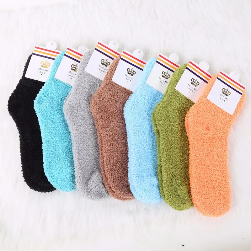 Pure Color Women Socks Thermal Coral Fleece Floor Socks Plush Soft Candy Color Towel Sock 2016 New Female Thick Warm Clothing (18)