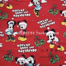 140 см ширина Рождество Микки Минни Маус Красный хлопок ткань для детской одежды Рождественский день Decoration-BK448