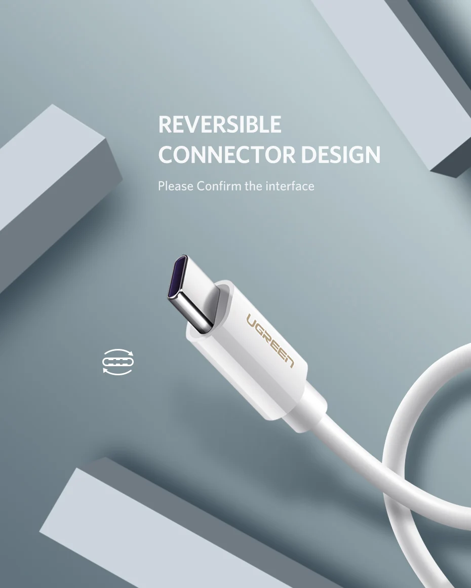 Ugreen 5A usb type-C кабель USB 3,1 быстрое зарядное устройство type-C Серебряный суперзарядный кабель для huawei P10 P20 Pro mate 10 USB C шнур