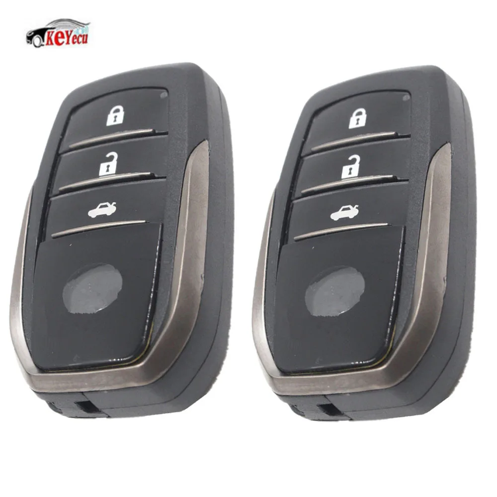 

KEYECU 2 Pcs/lot New Replacement Smart Remote Car Key Shell Case Fob 3 Button for Toyota Highlander Land Cruiser + Uncut Blade