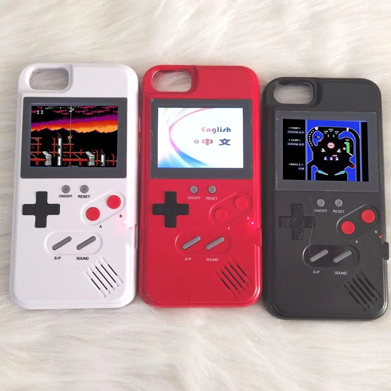 

Romatlink Color Screen Gameboy Console Case for iPhone 7 6 6s 8 Tetris Game Nostalgic Retro 26 Type Game Decompression Shell