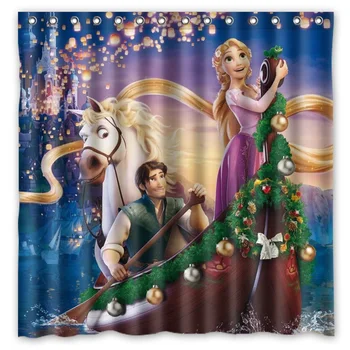 

Tangled Printed Polyester Shower Curtain Waterproof Home Bathroom Curtains With 12 Hooks 180x180CM
