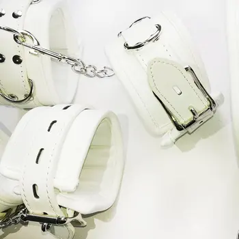 Thierry Luxury Soft white Bondage Restraints Handcuffs Collar Wrist Ankle Cuffs for Fetish Erotic Adult Games Couple Sex Product 5