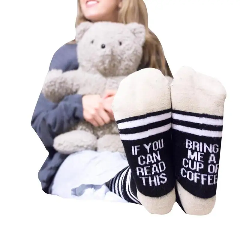 Cotton Socks If You Can Read This Bring Me A Glass Of Coffee Printing Crew Socks Women Men Soft Cotton Sock Socks