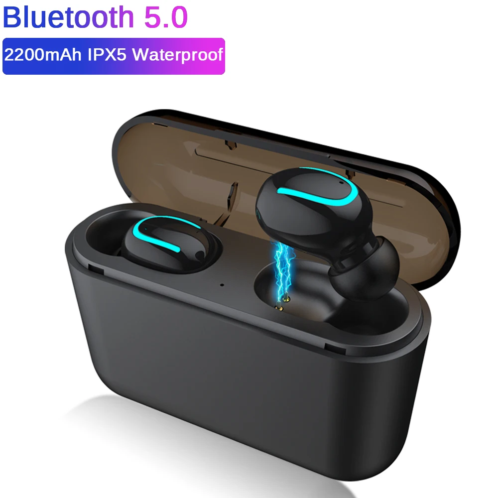 

2200mAh TWS Bluetooth 5.0 Wireless Earphone Stereo Mini In-Earphones Headset IPX5 Waterproof Sport Earbuds for iPhone Xiaomi iOS