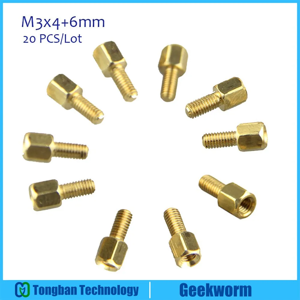 DIY M3x4+6mm Hex Brass Standoff Spacers Screw Nuts for PCB Board