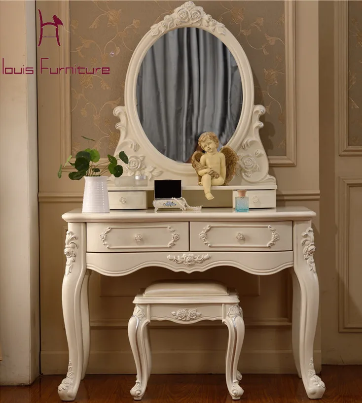 Luxury French Style Pricess Dresser Makeup Dressing Table With