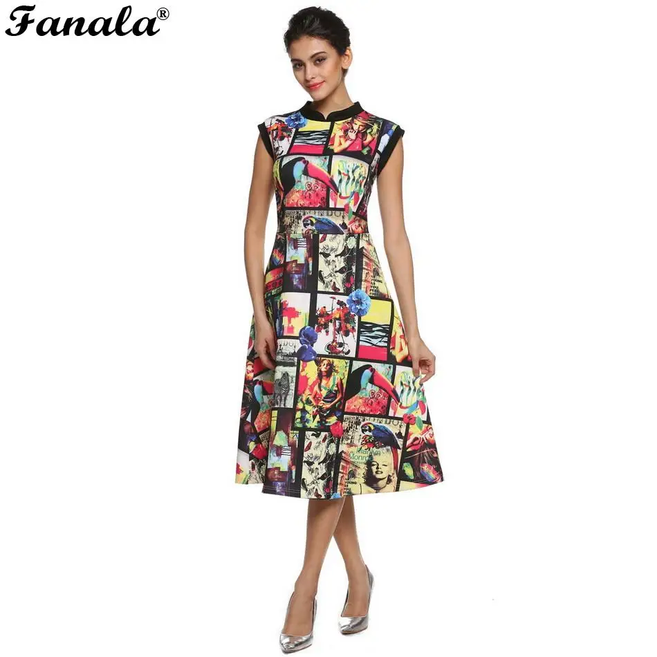 A Line Summer Clothes Floral S XXXL Vintage Size Sleeveless Print