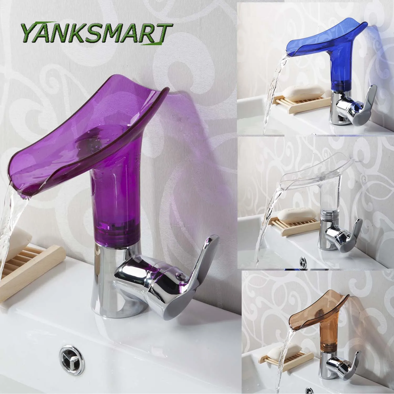 

YANKSMART New Design Basin Faucet Chrome Faucet Sink Mixer Tap Vanity Hot Cold Water Bathroom Faucets Solid Acrylic