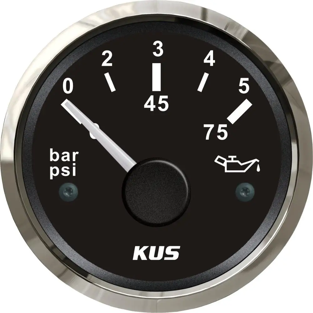 KUS УФ-фильтр 52 мм с Лодка Автомобильный манометр давления масла метр 0-5bar(0-75PSI) 0-10bar(0-145PSI) с Подсветка 12 V/24 V масло Давление Сенсор - Цвет: 0-5Bar BS