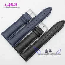 Высокое качество 22 мм черный синий мягкий Sweatband кожаный ремешок стальной пряжкой наручные часы группа для AR1736 AR1735 AR1737