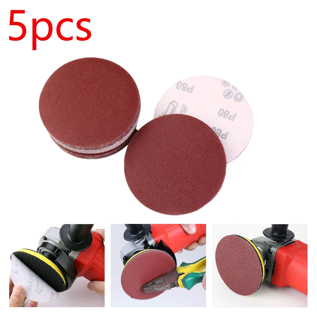 Бренд 5 шт 125 мм красный круговой Флокированный полировальный диск с кругами 80-1000 шлифовальный металлоискатель столярная Песочная бумага