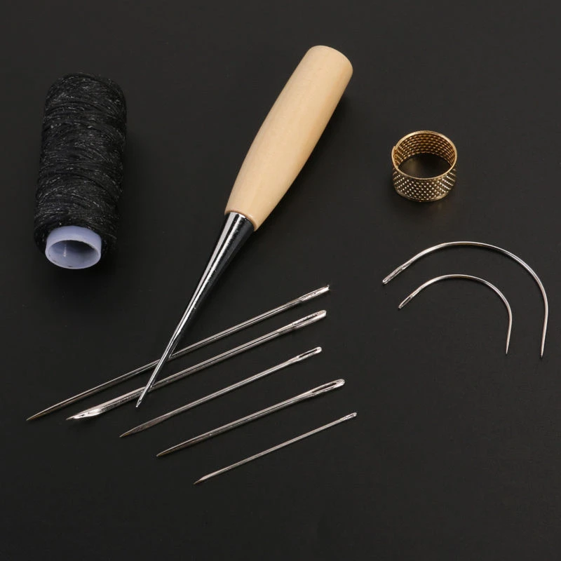 10pcs Leather Sewing Needles Stitching Needles Kit Thread Thimbles ShoesYRDE
