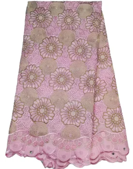 

(5yards/pc) beautiful embroidered Swiss voile lace fabric pink African cotton lace fabric 2019 newest for party dress CLY15