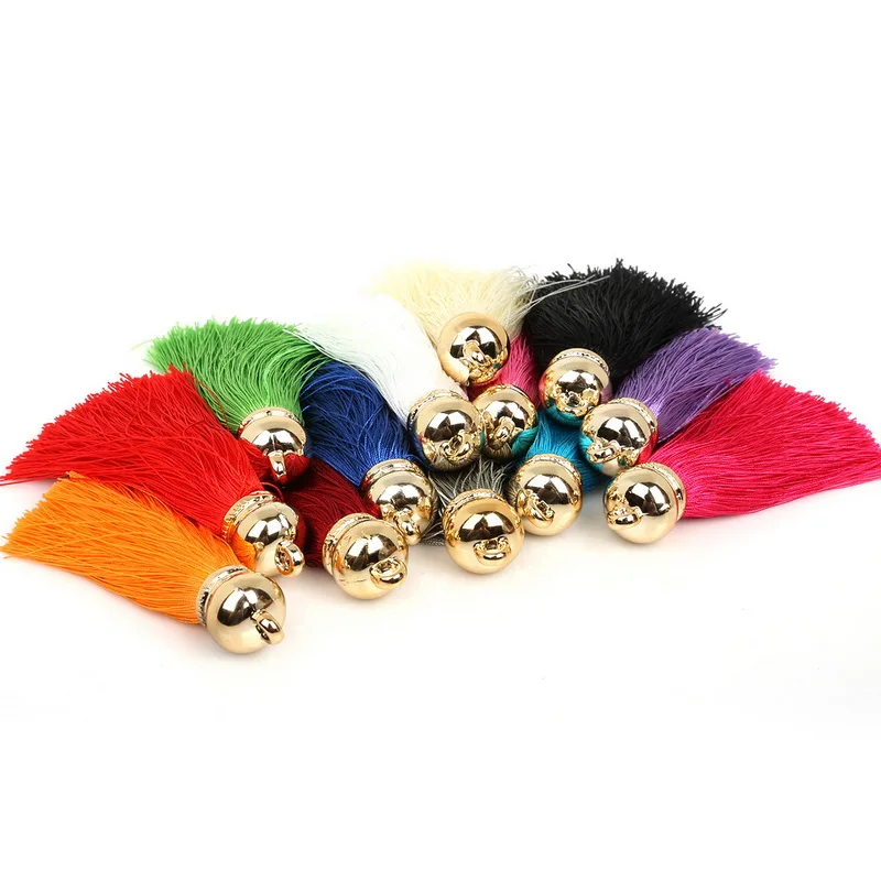 2pcs 15x70mm Plated Gold Silk Tassel For Keychain Cellphone Straps Jewelry Charms Pendant Necklace Earrings Accessories Keychain 2pcs 15x70mm Plated Gold Silk Tassel For Keychain Cellphone Straps Jewelry Charms Pendant Necklace Earrings Accessories Keychain