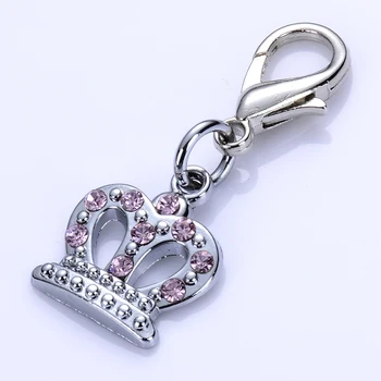 

Pink Blue White Color Pet Dog Tags Rhinestone Collar Charm Lobster Clasp Jewelry Accessories Necklace Pendants Pet Supplies
