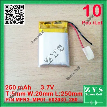 

Safety Packing(Level4) 10 pcs 3.7V lithium polymer battery 052030 502030 250mah MP3 MP4 MP5 toy polymer lithium battery B.P.B.