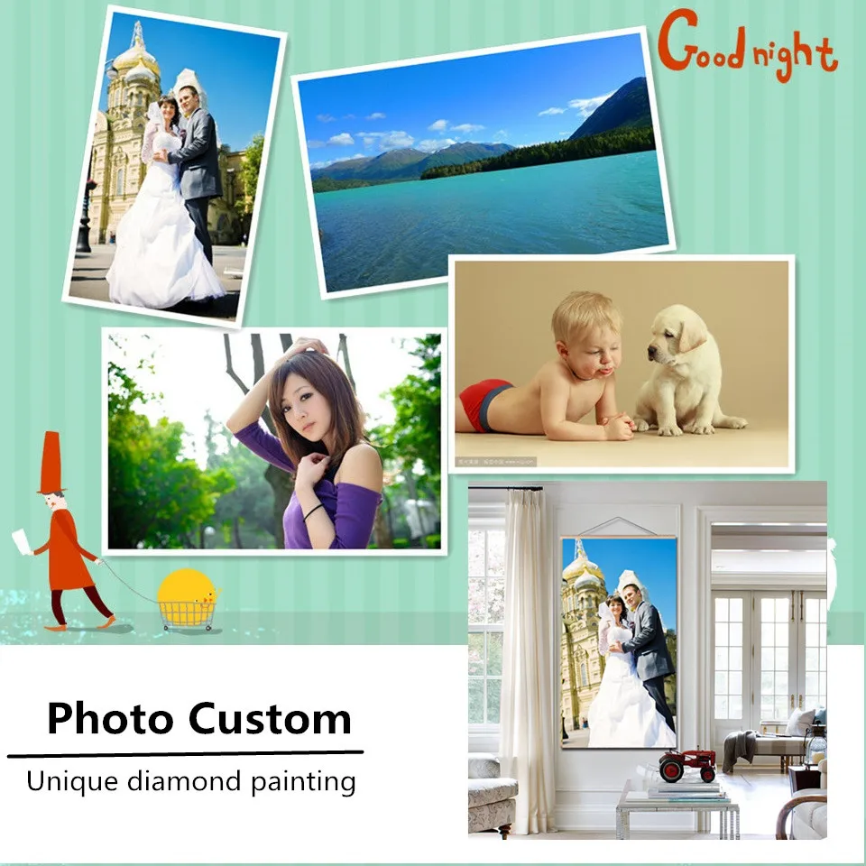 Фото на заказ 5D DIY алмаз живопись полный квадратный Вышивка крестом Аксессуары Инструмент для свадебный подарок Книги по искусству росписи декора дома