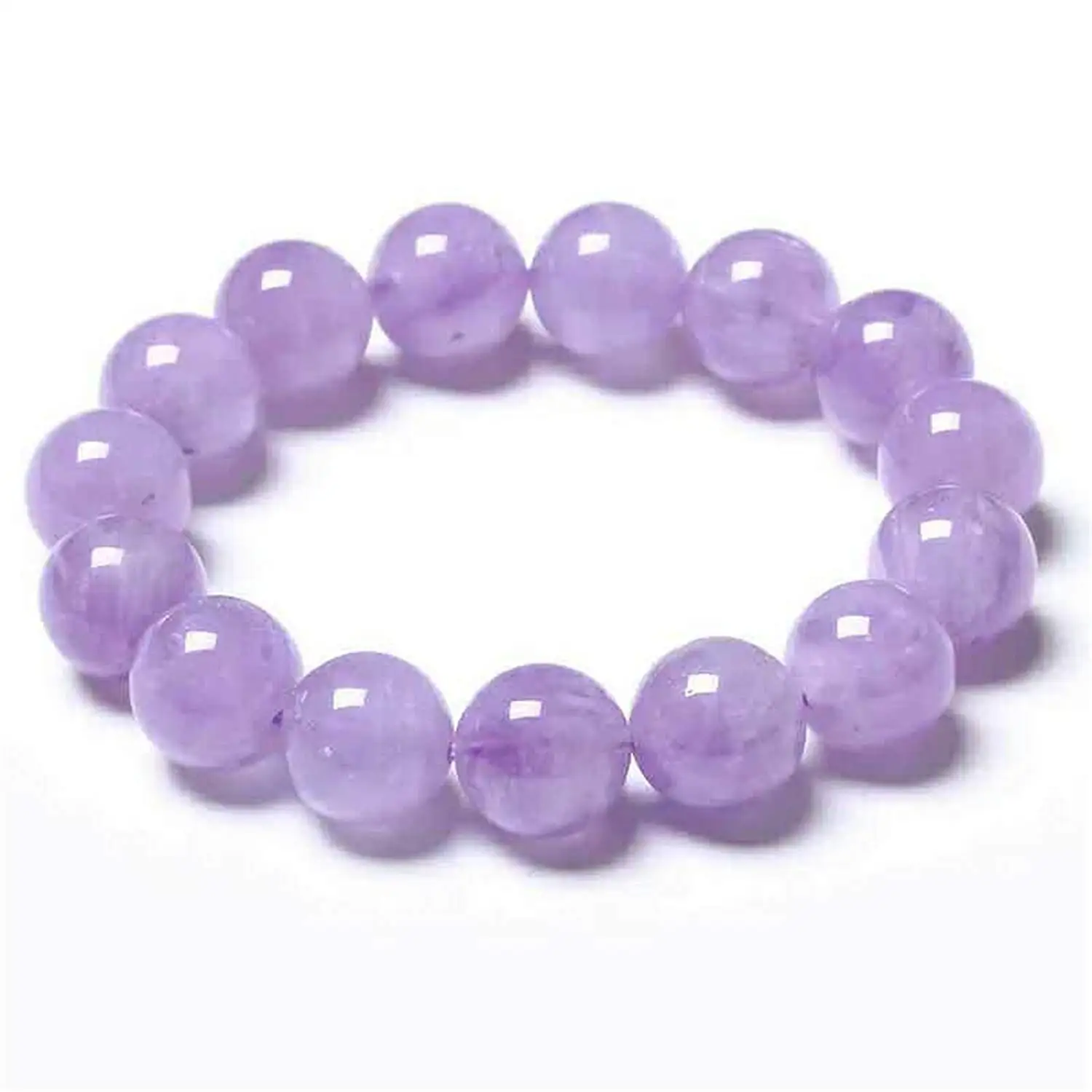 

14mm Natural Amethyst Quartz Bracelet for Women Purple Crystal Stretch Round Beads Bracelet AAAA
