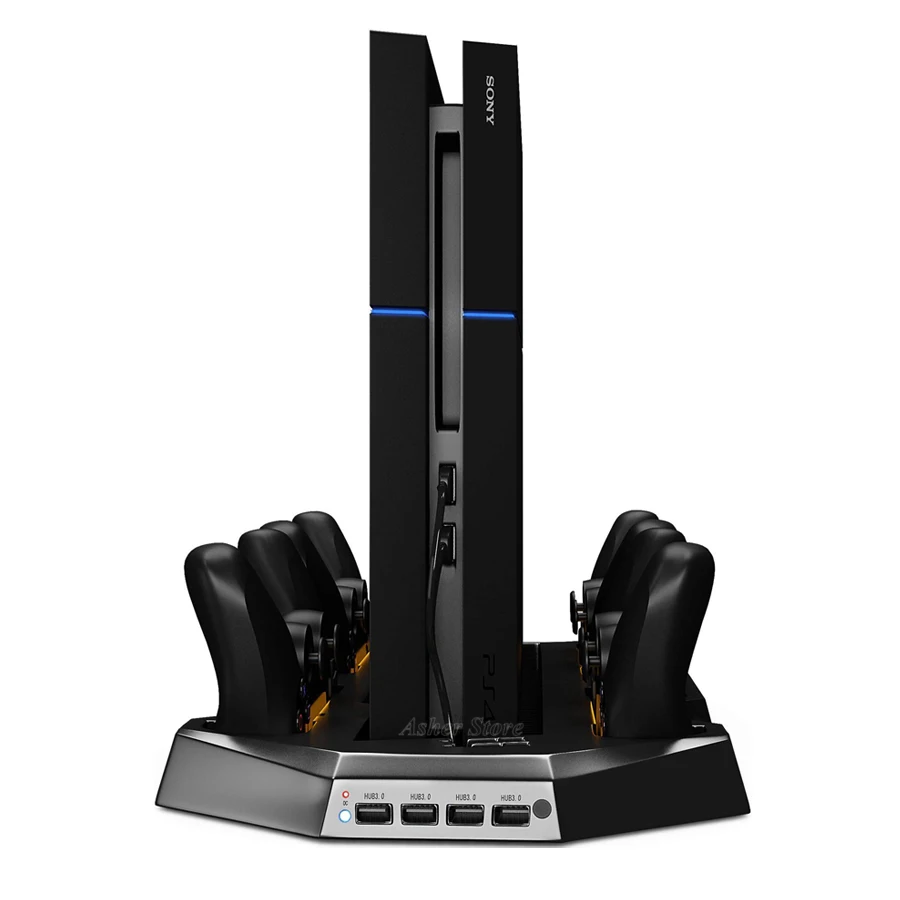 PS4 вертикальная подставка с 4 контроллером зарядная док-станция 2 охлаждающий вентилятор 4 концентратор для sony Playstation 4 Play станция PS 4 консоль
