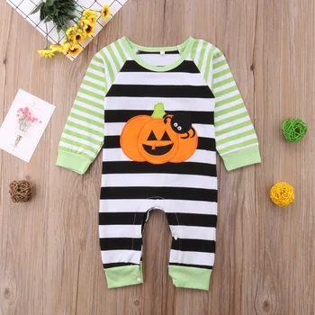 

Autumn Long Sleeve Striped Girls Boys Rompers Clothing Playsuit Clothes Outfit Toddler Baby Girl Boy Halloween Romper Jumpsuit