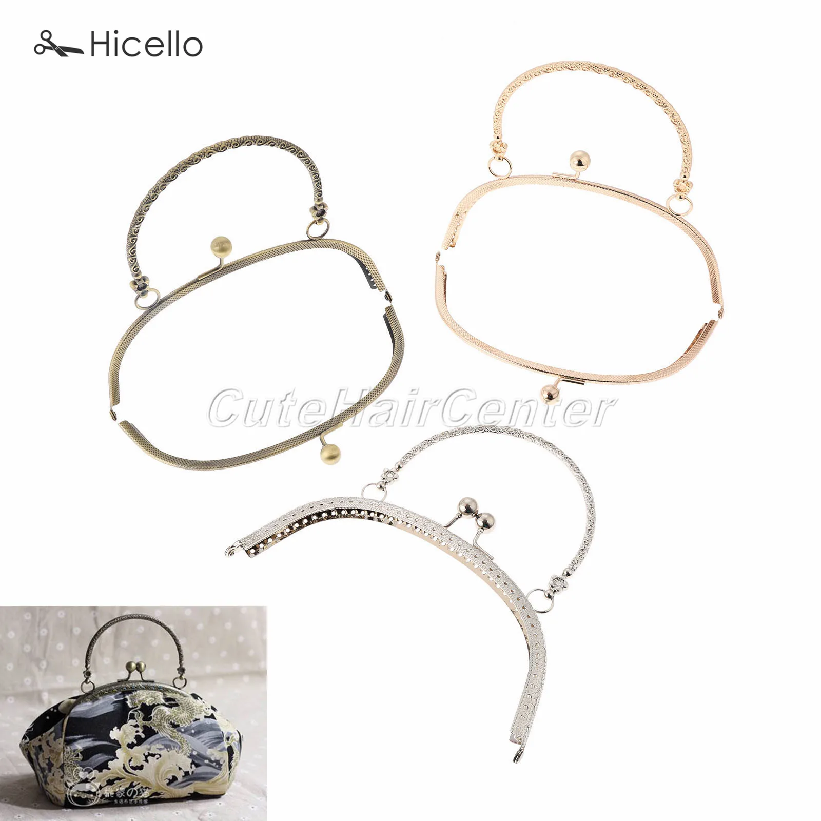 

Semi-circular Arch Frame Metal Kiss Clasp Metal Bag Purse Handbag Handle 16.5cm/6.50" Sewing Accessory Hicello