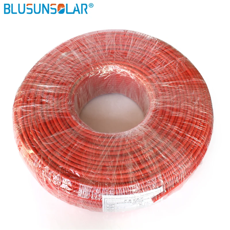 

50 Meters Lot 1000V Wire 6.0mm sq 10AWG Solar PV Extension Cable TUV Approval Solar Cable XLPE Solar PV Cable Wire