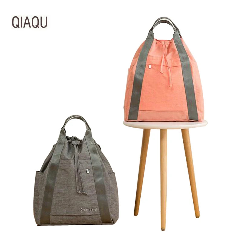 

QIAQU Literary Oxford cloth Shoulder Bags Man Women Multifunction Travel bag Drawstring Messenger Bag High capacity handbag