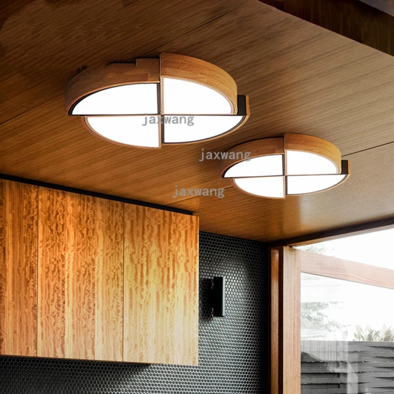 

Nordic Log flush mount ceiling light Japanese Solid Wood Circular Creative led lamp ceiling avize Living Room Roof lampara techo