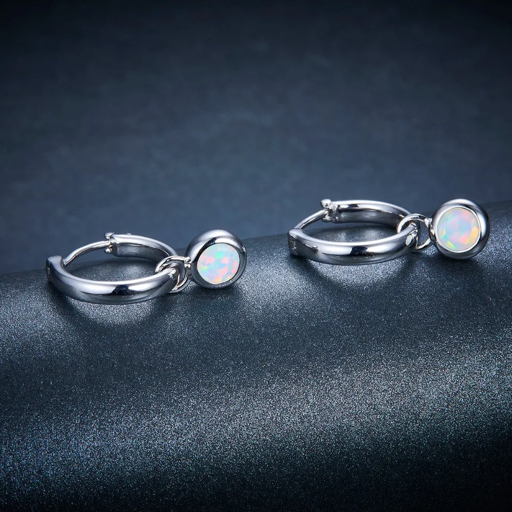 Ceny Hutang srebrne kolczyki 925 biżuteria Opal kamień szlachetne klipsy dla kobiet srebro grzywny elegancka klasyczna biżuteria