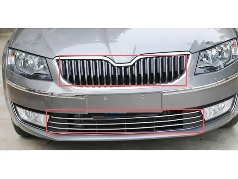 Автомобиль спереди центр + нижний гриль сетка отделка комплект для Skoda Octavia MK3 A7 2015