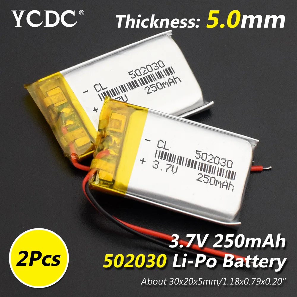 

Model 502030 3.7v 250mAh li-ion Lipo cells Lithium Li-Po Polymer Rechargeable Battery For MP3 MP4 speaker Tachograph Car DVR