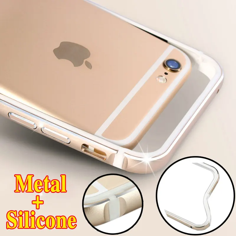 Luxury Rose Gold Aluminum Bumper + Soft Silicone Case For Apple iPhone 6 Plus iPhone6s 7 8 Metal