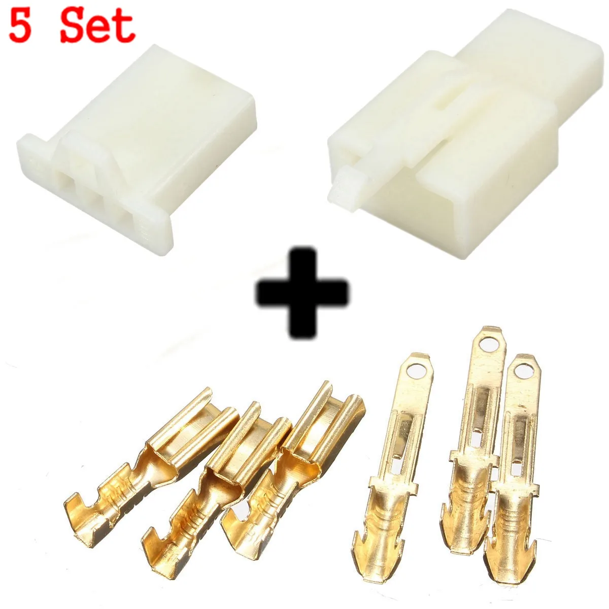 5 Set 2.8mm Male Female Housing 3 Way Motorcycle Electrical Connector