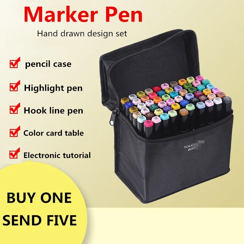 

Markers Pen Sets 30/40/60/80/168 Color Animation Sketch Marker Dual Head Drawing Art Brush Pens Alcohol Based with 5 Gifts